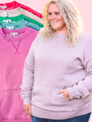 Addison Vintage Wash Pocket Pullover (5 Colors)