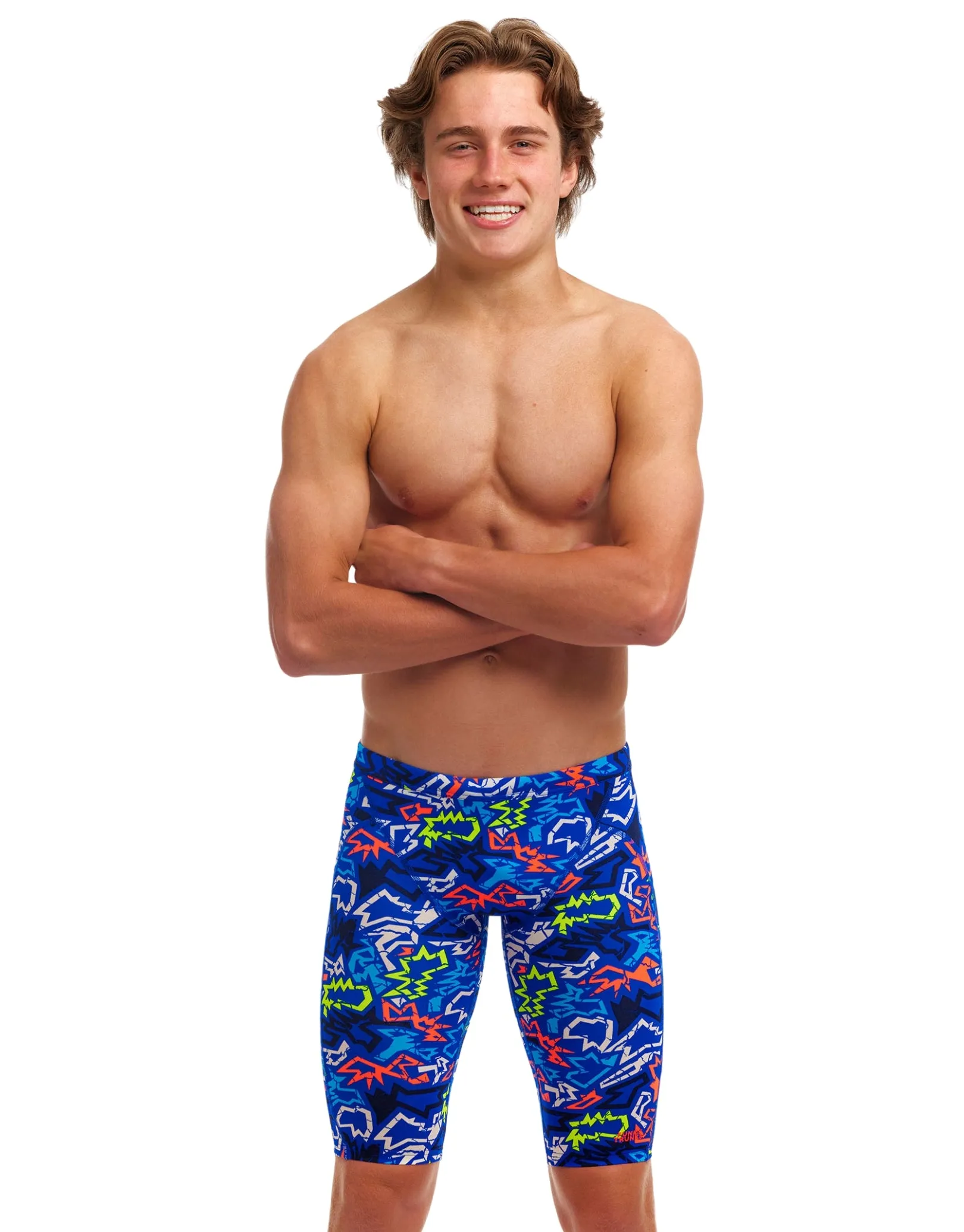 Boys Broken Hearts Training Swim Jammer - Blue/Multi