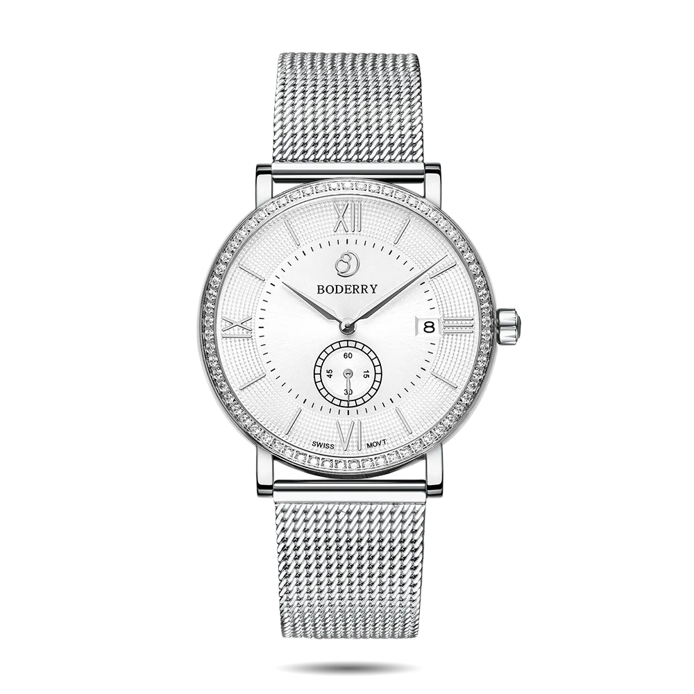 ELEGANT II - Swiss Quartz Movement Watch | Silver & White Dial