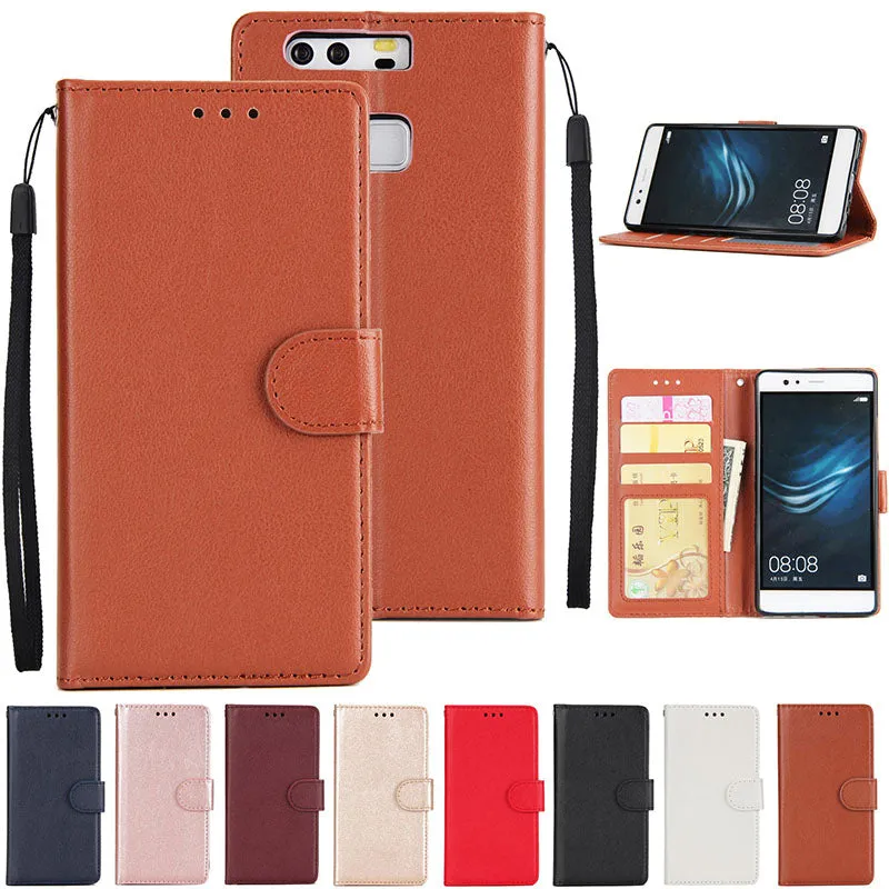 For Huawei P9 plus PU Leather Smart Phone Case Protective Cover with Buckle & 3 Card Position  blue