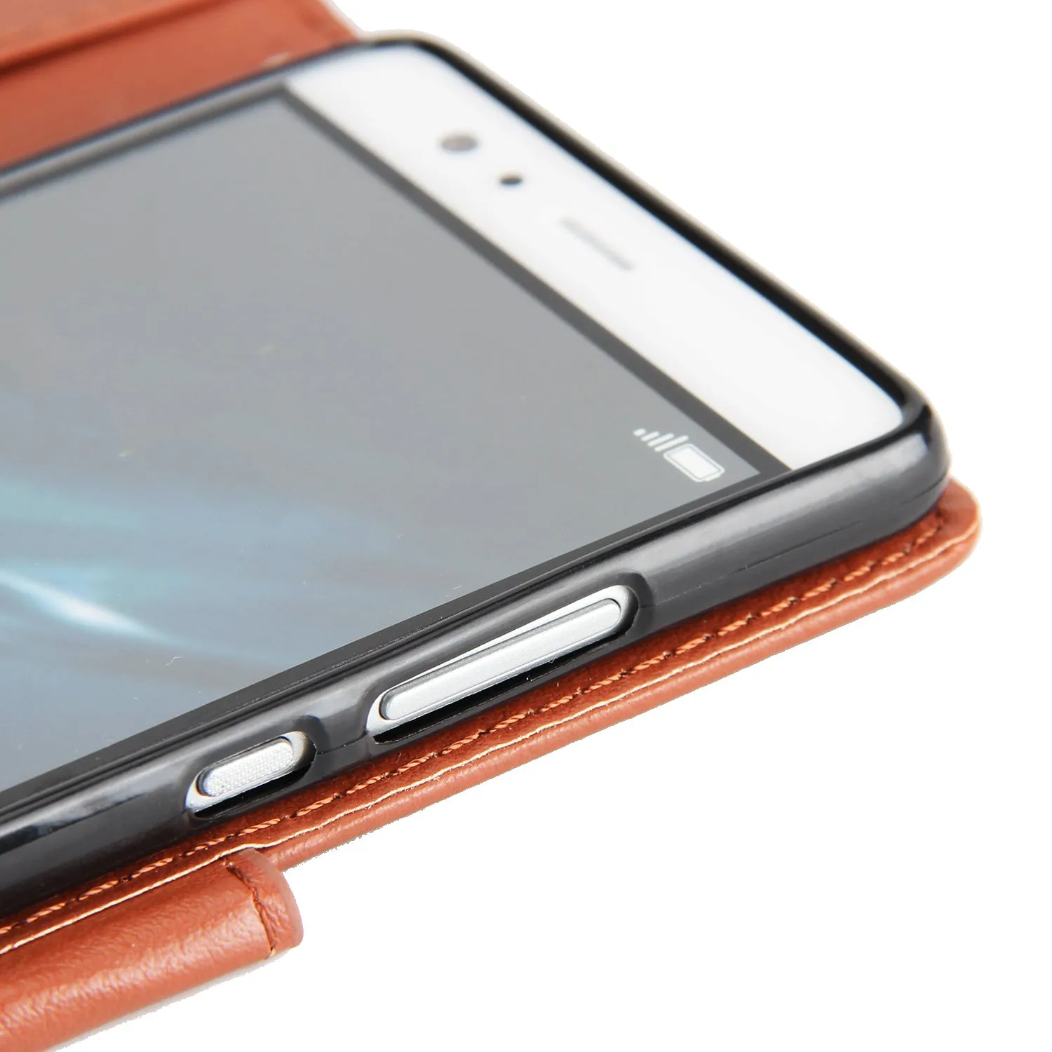For Huawei P9 plus PU Leather Smart Phone Case Protective Cover with Buckle & 3 Card Position  brown