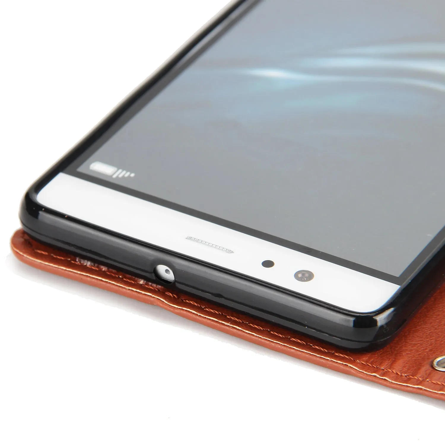 For Huawei P9 plus PU Leather Smart Phone Case Protective Cover with Buckle & 3 Card Position  brown