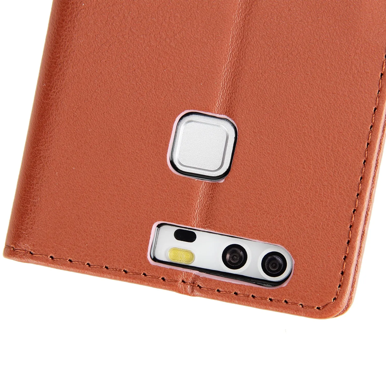 For Huawei P9 plus PU Leather Smart Phone Case Protective Cover with Buckle & 3 Card Position  brown
