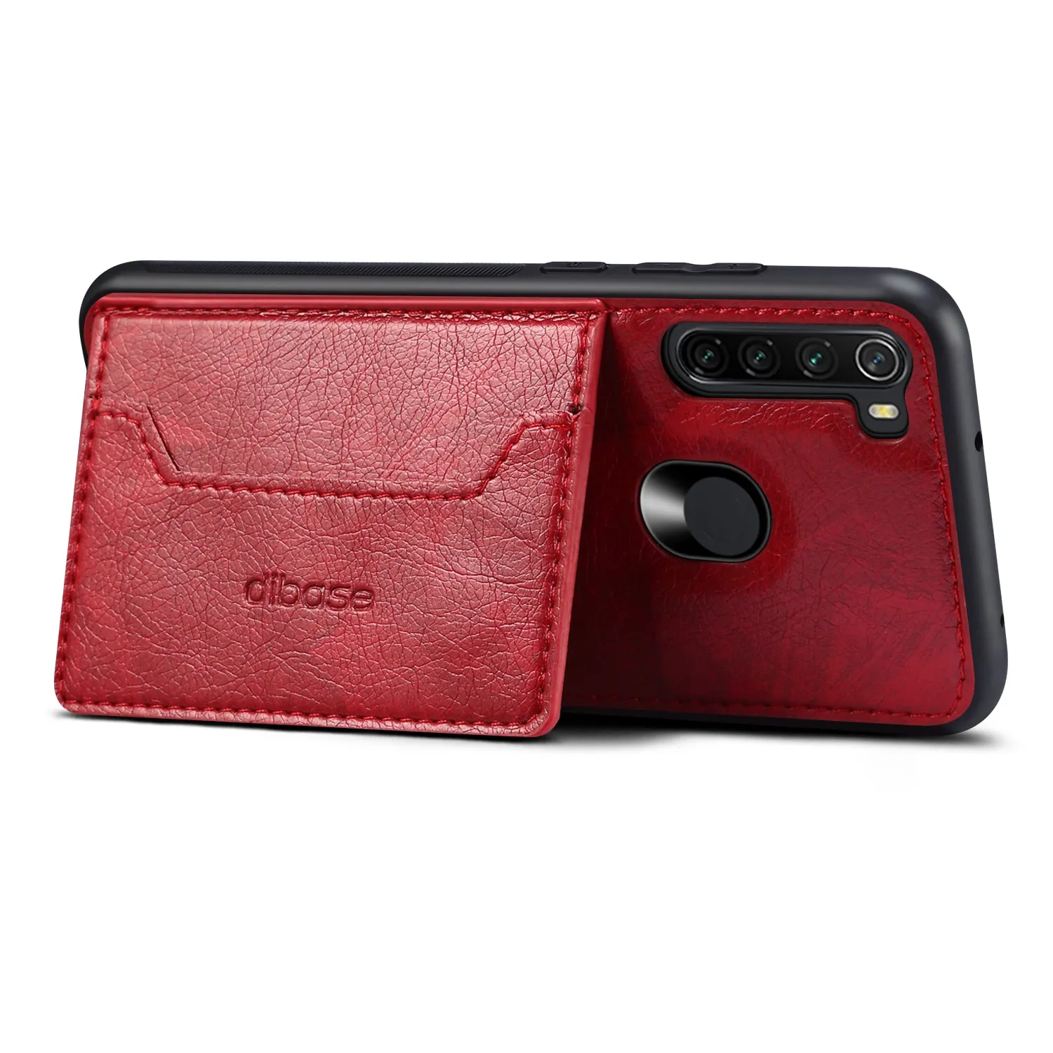 For Red Mi NOTE 8/8 Pro Cellphone Smart Shell 2-in-1 Textured PU Leather Card Holder Stand-viewing Overall Protection Case coffee
