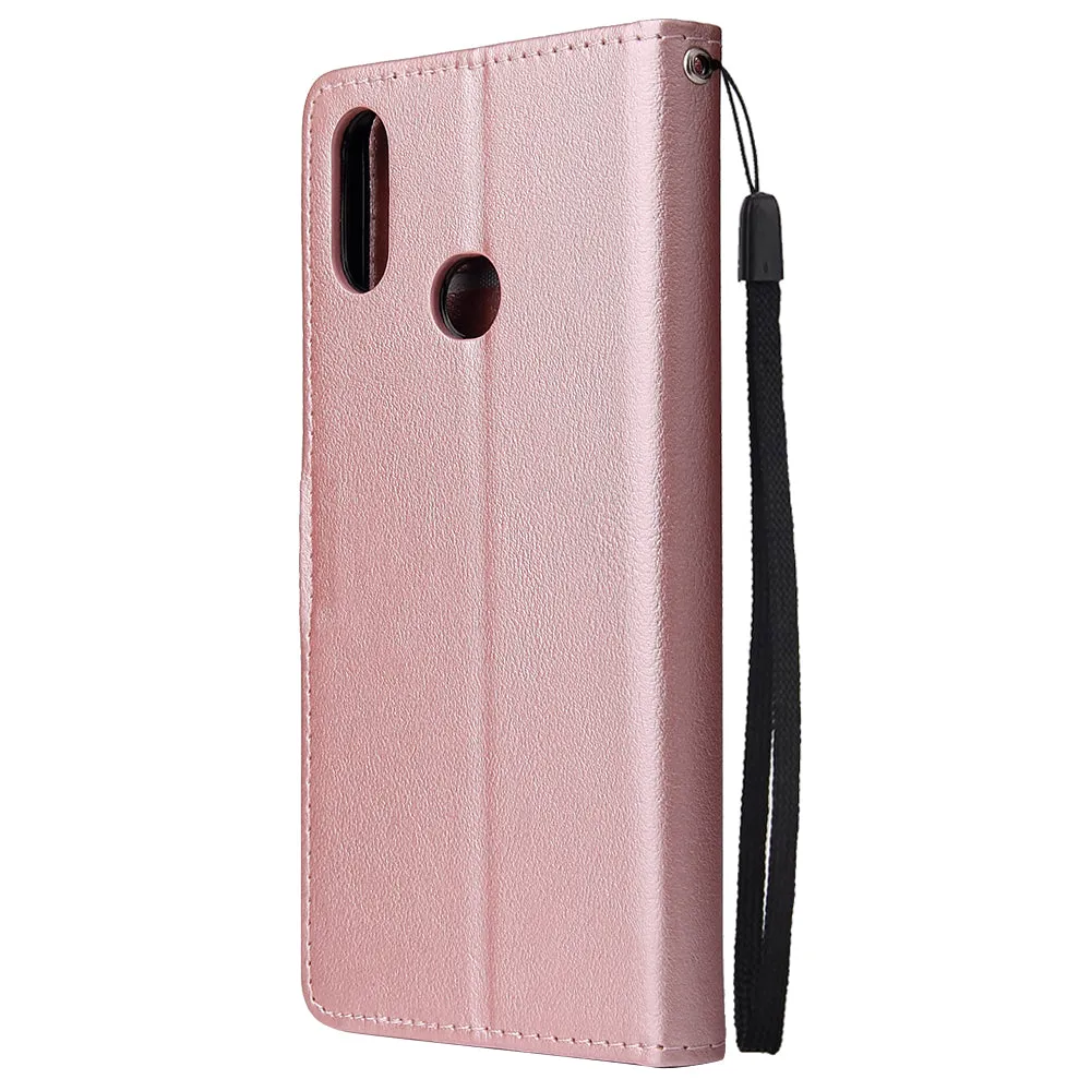 For Samsung A10S A20S Cellphone Cover Mobile Phone Shell Buckle Closure Cards Slots PU Leather Smart Shell with Wallet Overall Protection brown