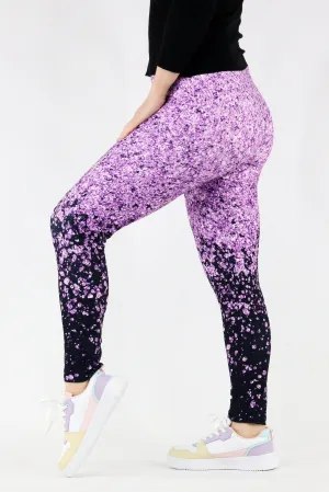 Glitter Burst Purple - Casual Full Leggings