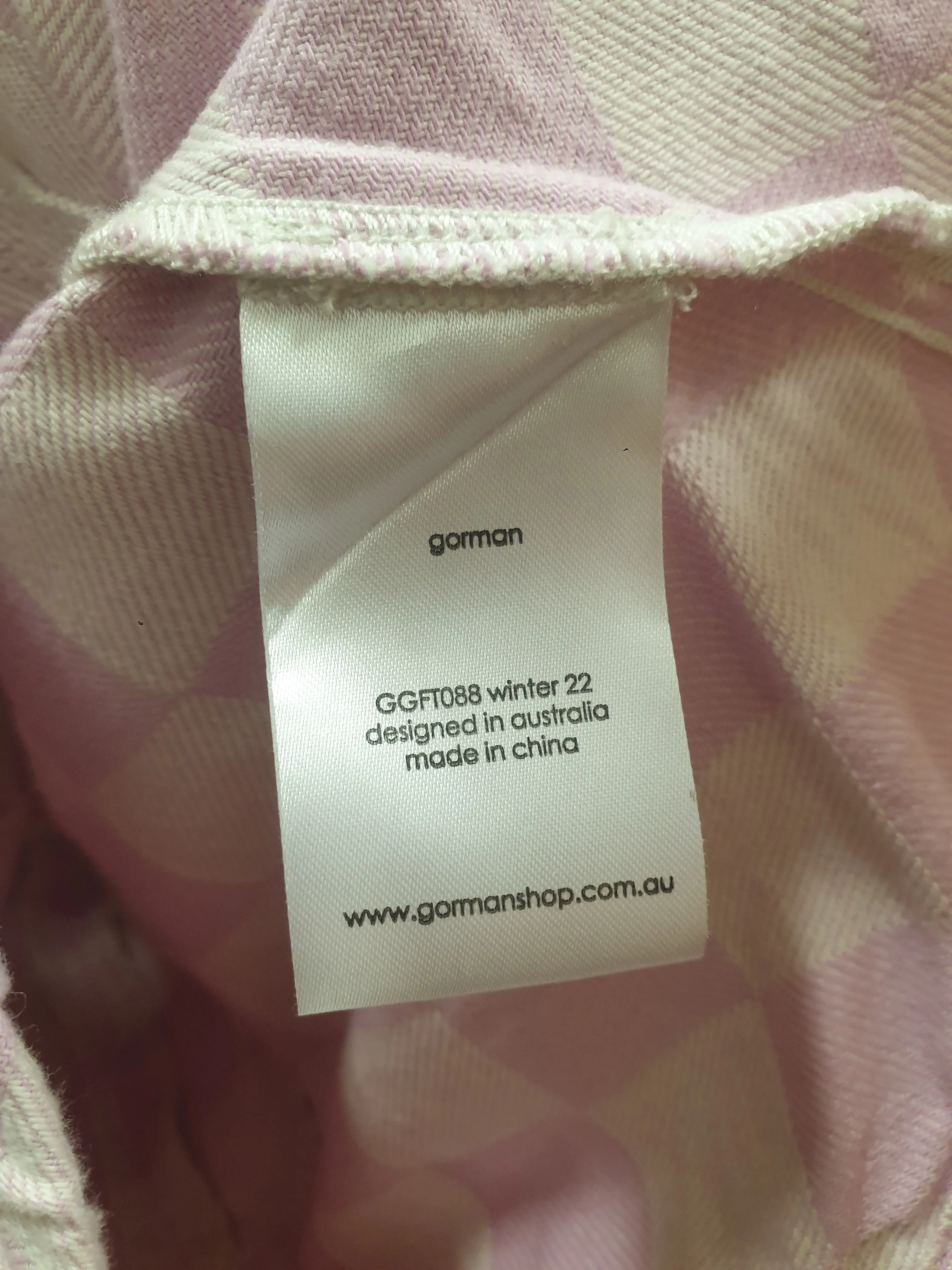 Gorman cropped pink and white check print top size 6, fits 6 and 8