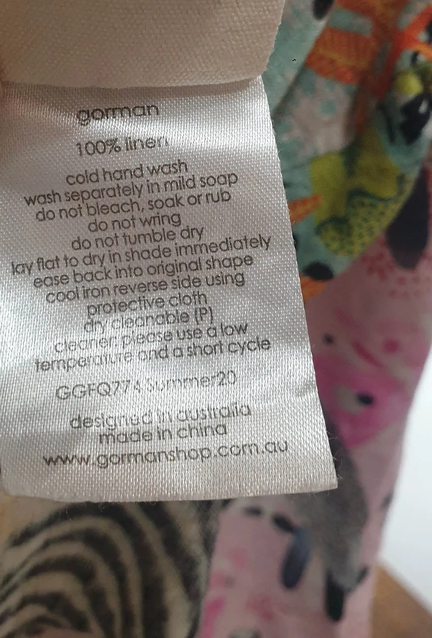 Gorman linen zebra print top size 16