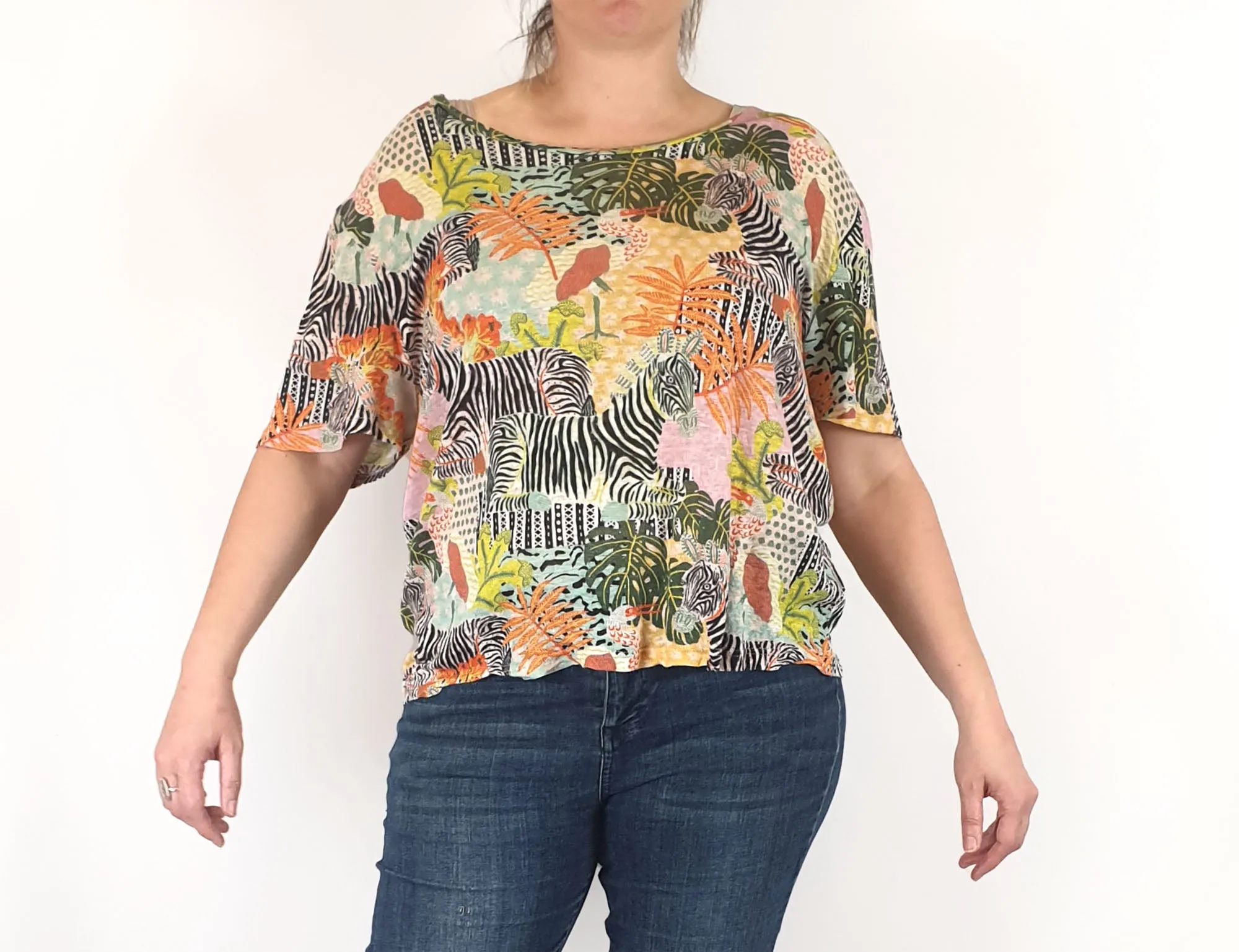 Gorman linen zebra print top size 16