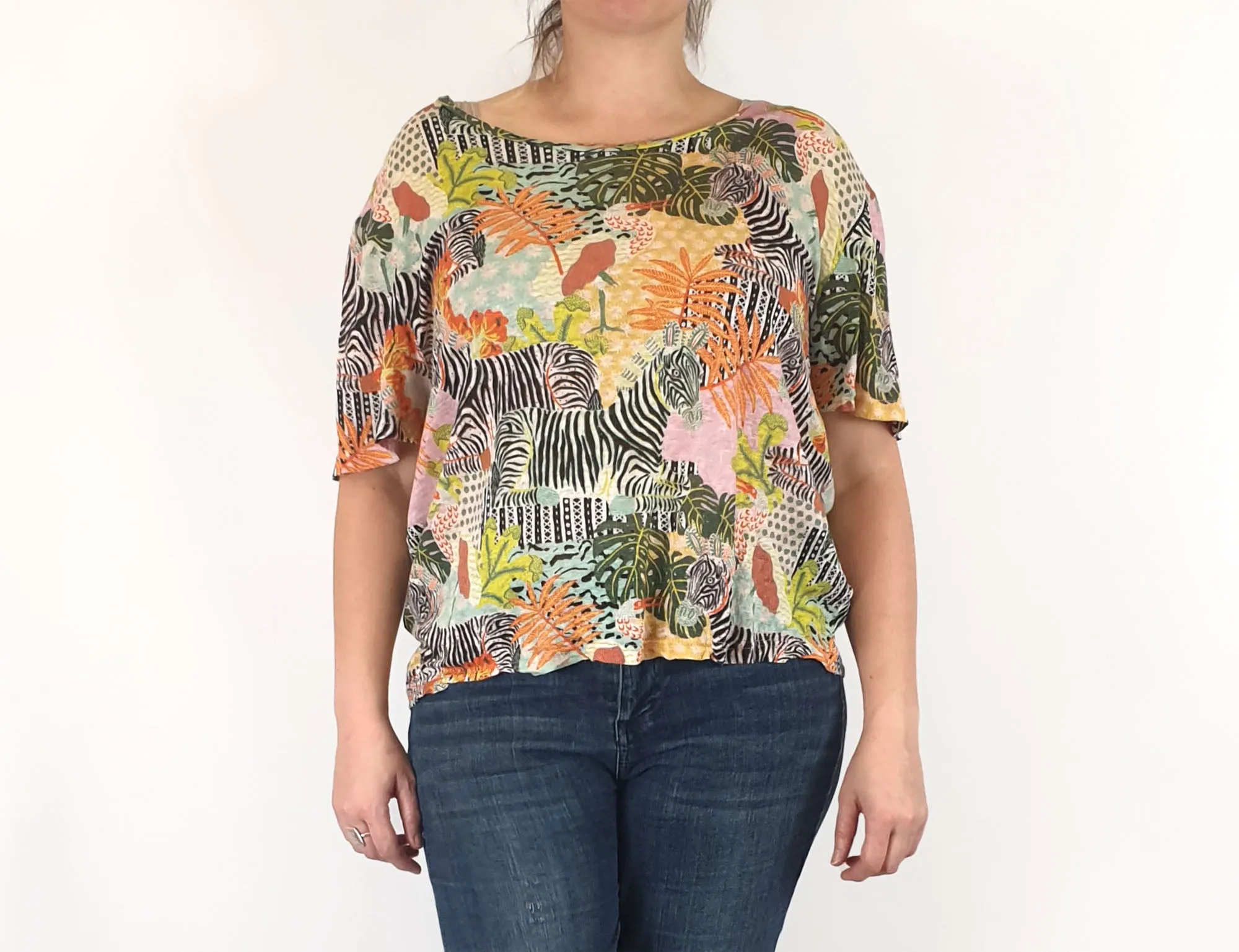 Gorman linen zebra print top size 16