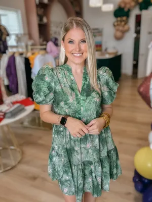 Green Floral Abstract Dress