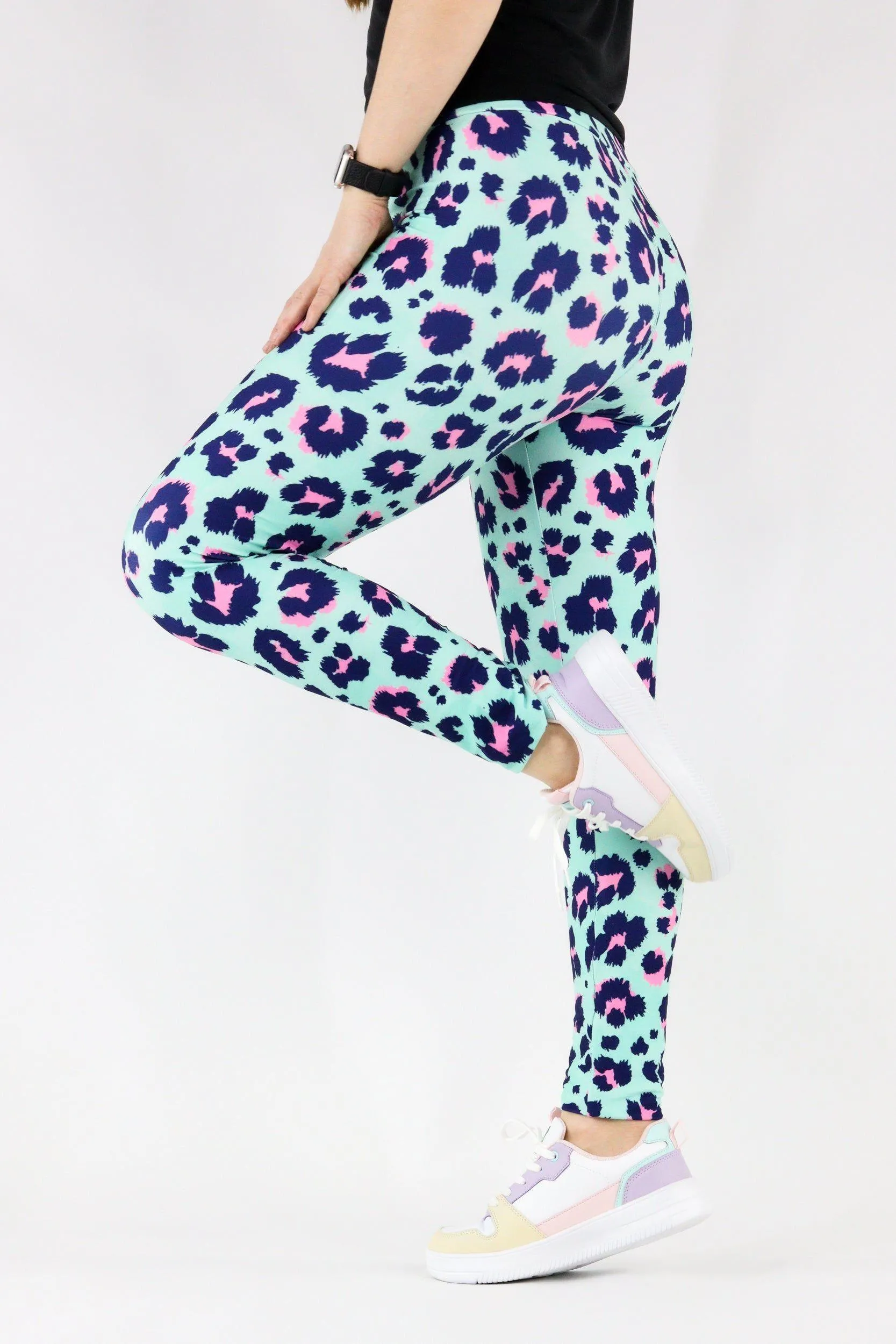 Minty Leopard - Casual Full Leggings