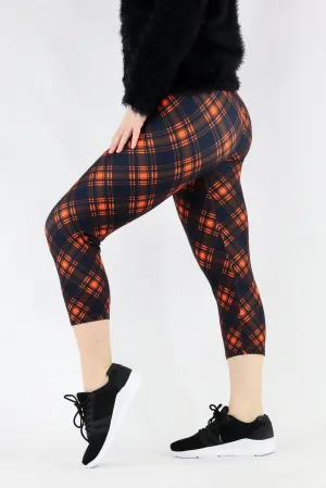 Red Plaid - Casual Capri Leggings