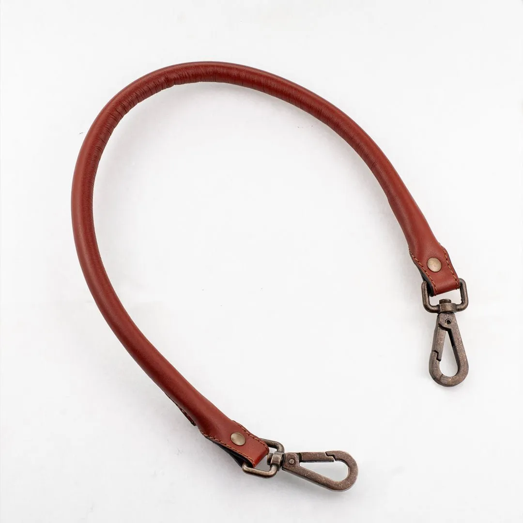 Rolled Elbow - Italian Leather and Antique Brass Cognac Strap