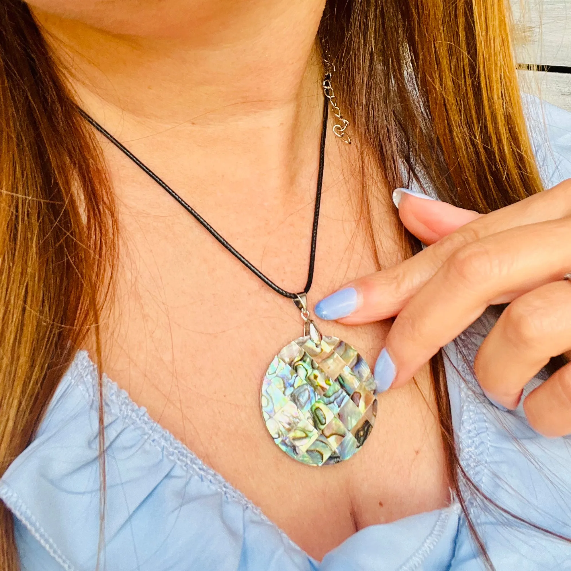 Round Abalone Shell Necklace