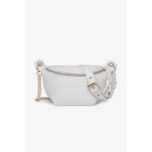 Sleek Black Leather Chain Strap Crossbody Bag