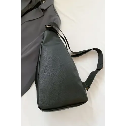 Sleek Black Leather Sling Bag