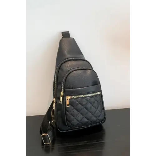 Sleek Black Leather Sling Bag