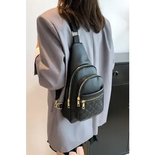 Sleek Black Leather Sling Bag