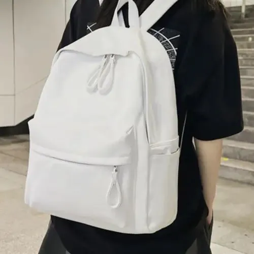 Sleek Black Leather Zip Backpack Bag