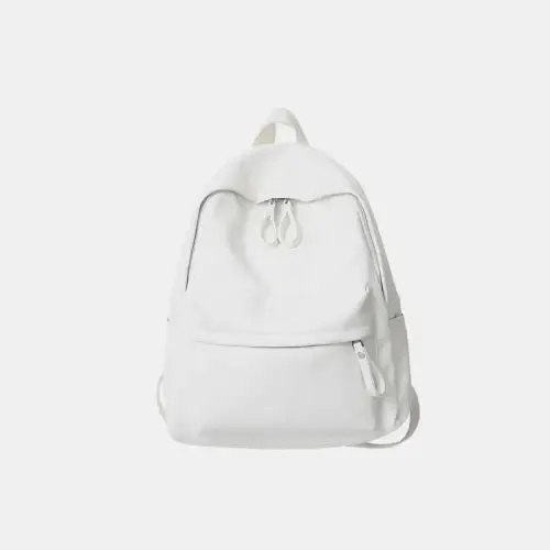 Sleek Black Leather Zip Backpack Bag