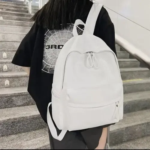 Sleek Black Leather Zip Backpack Bag