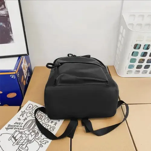 Sleek Black Leather Zip Backpack Bag