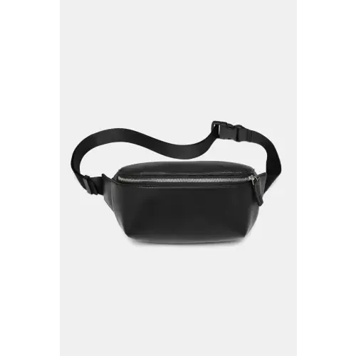 Sleek Black PU Leather Sling Bag for Trendy