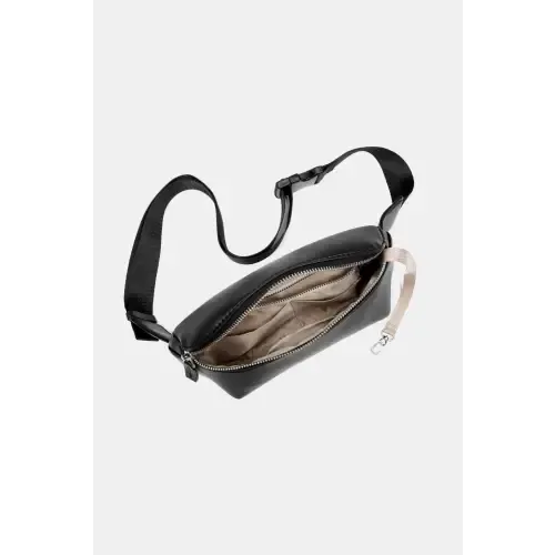 Sleek Black PU Leather Sling Bag for Trendy