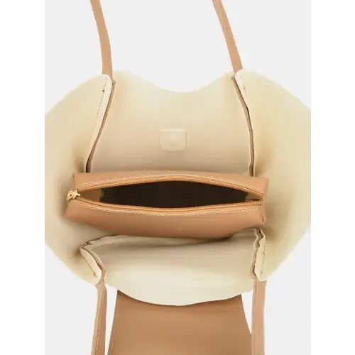 Sleek Brown Leather Shoulder Bag with Pouch for Everyday Style