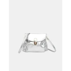 Sleek Silver Yeppi Leather Adjustable Strap Crossbody Bag