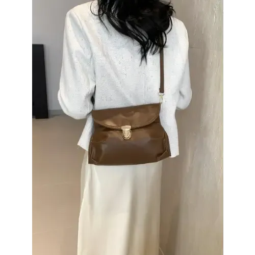 Sleek Silver Yeppi Leather Adjustable Strap Crossbody Bag