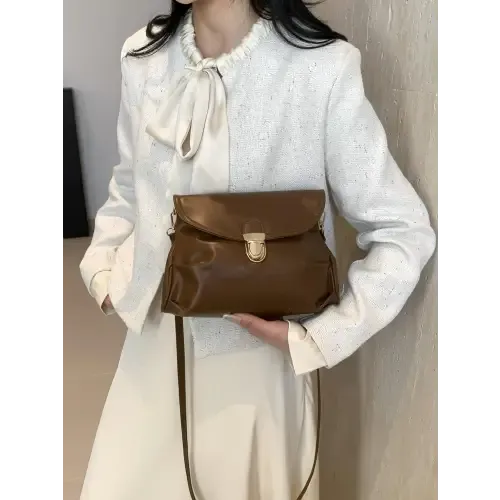 Sleek Silver Yeppi Leather Adjustable Strap Crossbody Bag