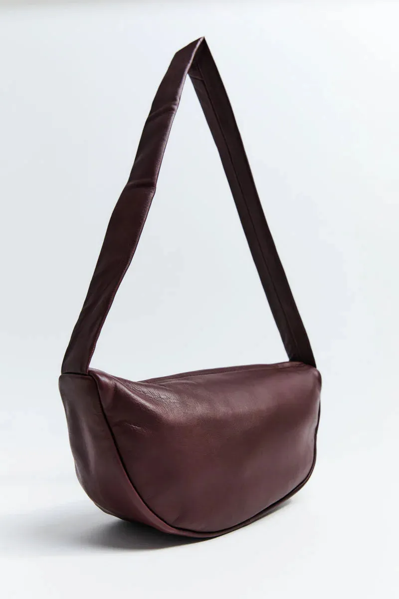 St Agni Soft Crescent Bag in Plum