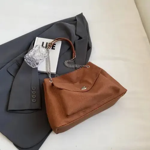 Stylish Olive Green Leather Shoulder Bag