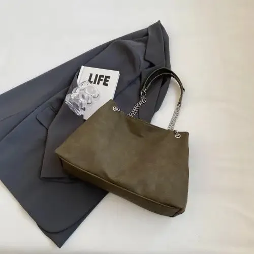 Stylish Olive Green Leather Shoulder Bag