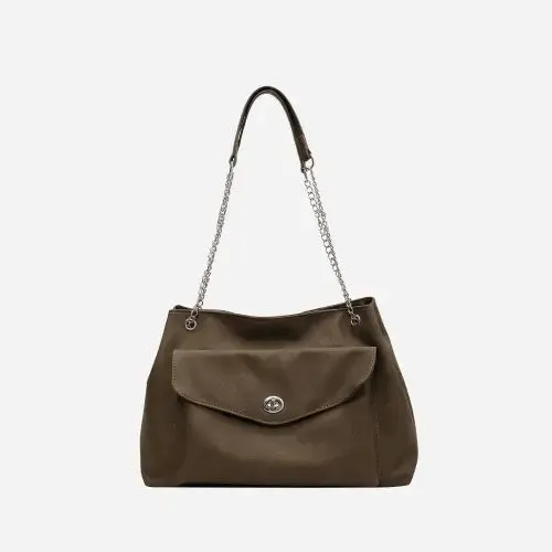Stylish Olive Green Leather Shoulder Bag