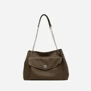 Stylish Olive Green Leather Shoulder Bag